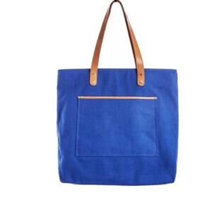 MILA (Made in LA) Canvas Leather Tote Bag Blue XL